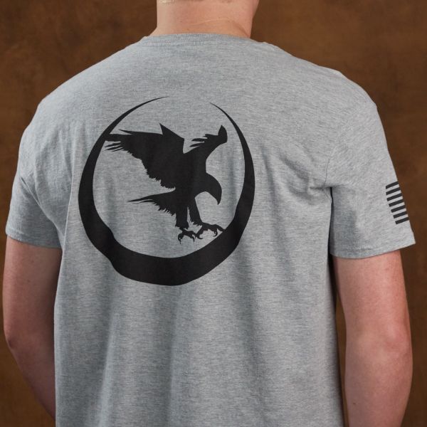 Moon Hawk Logo Back, T-Shirt, Gray