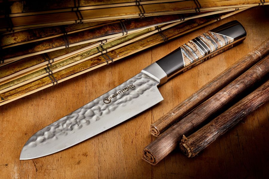 Hammered Damascus Mammoth Tooth Chef's Kitchen Knife