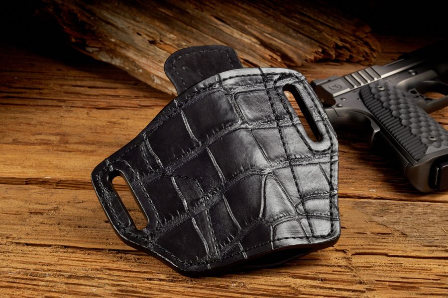 Holster, Full Alligator, Black, Lined, Commander