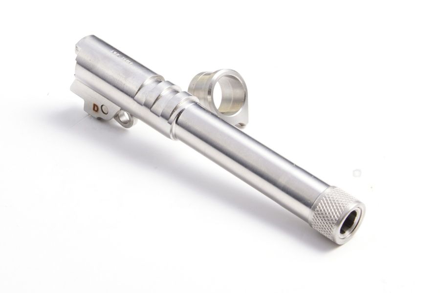 Drop-In 1911 Barrel, 9mm, W/N Ramped, 4.25”, Threaded, Stainless, w/ Bushing, Link and Pin