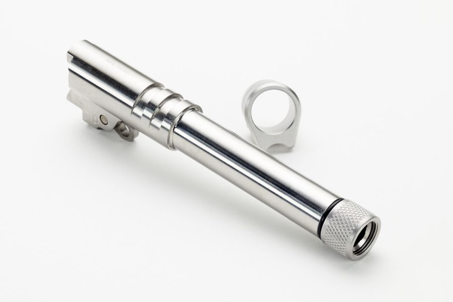 Drop-In 1911 Barrel, 9mm, W/N Ramped, 4.25”, Threaded, Stainless, w/ Bushing, Link and Pin