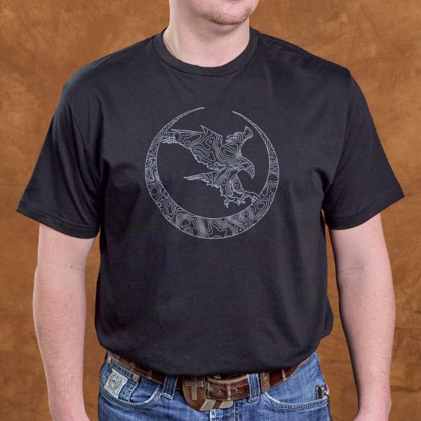 NH Topo Moon Hawk, T-Shirt, Heather Vintage Black
