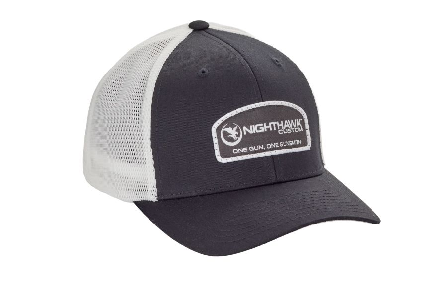 Nighthawk Custom Black On White Patch Logo Cap