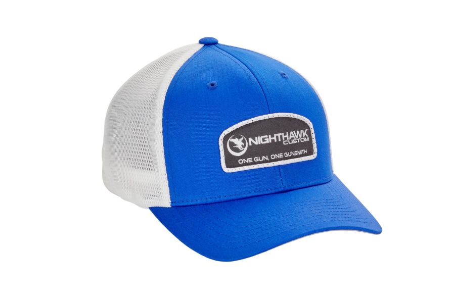 Nighthawk Custom Royal Blue On White Patch Logo Cap