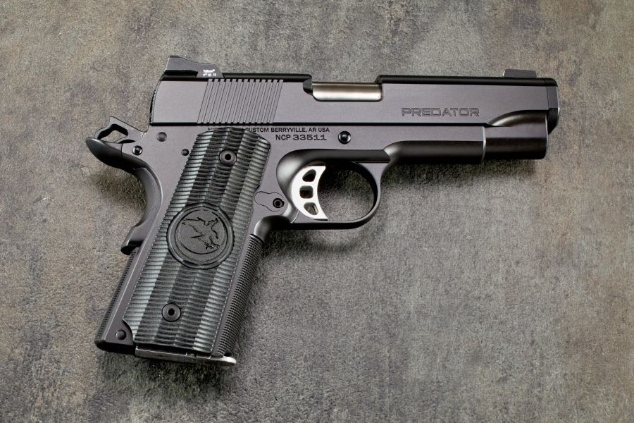 1911 Grips, Gator Back, Black, G10, Officer