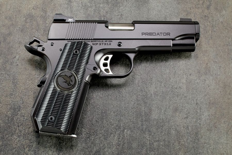 1911 Grips, Gator Back, Black, G10, Contoured Carry Cut, Government/Commander