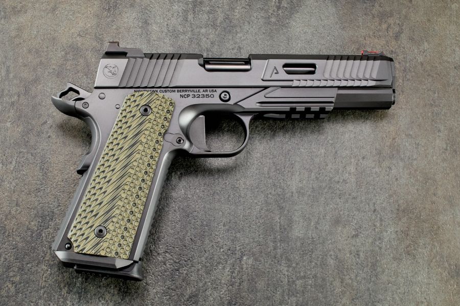 1911 Grips, Predator, Black/Green, G10, Government/Commander