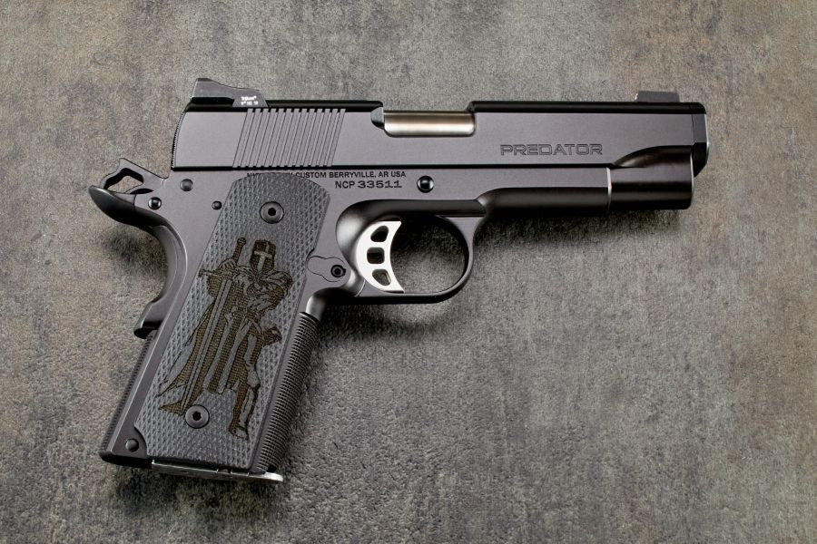 1911 Grips, Knights Templar, Black, G10, Officer