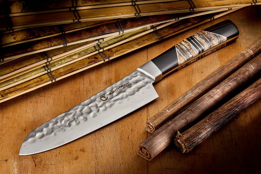 5" Hammered Damascus Mammoth Tooth Chef's Kitchen Knife
