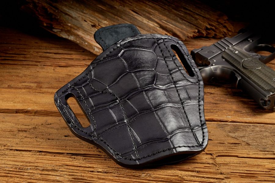 Holster, Full Alligator, Black, Lined, Government