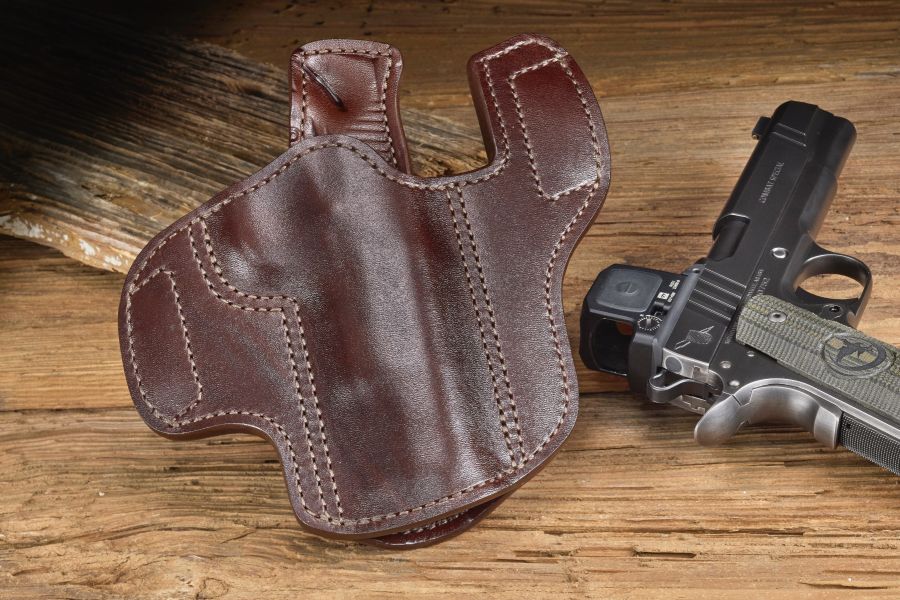 Holster, Brown Steer Hide, Government, Optic Cut, Non-Railed