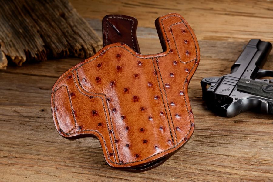 Holster, Brandy Ostrich, Government, Optic Cut, Non-Railed