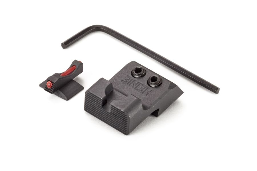 1911 Sight Combo, Heinie Ledge Rear (Black), Fiber Optic Front (Red)