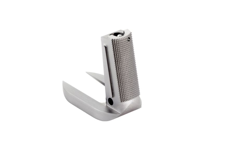 1911 Mainspring Housing/Magwell, Officer, Flat, Checkered, Stainless