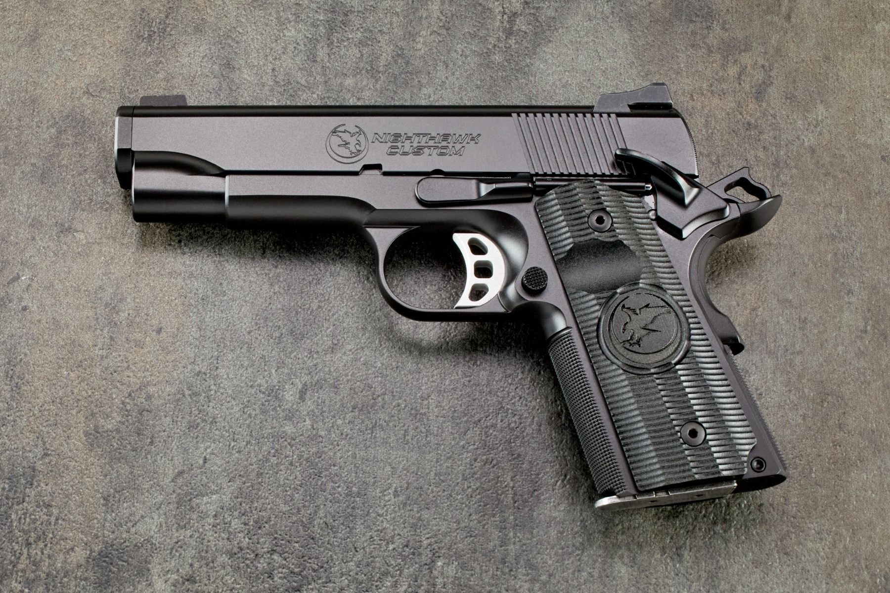 1911 Grips, Gator Back, Black, G10, Officer