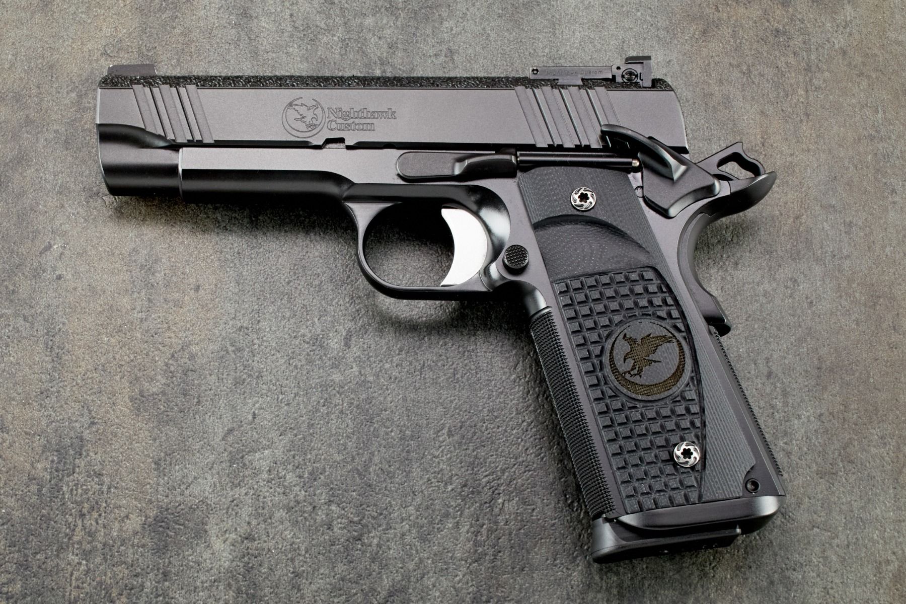 1911 Grips, ETC Frag, Black, G10, Thin, Government/Commander
